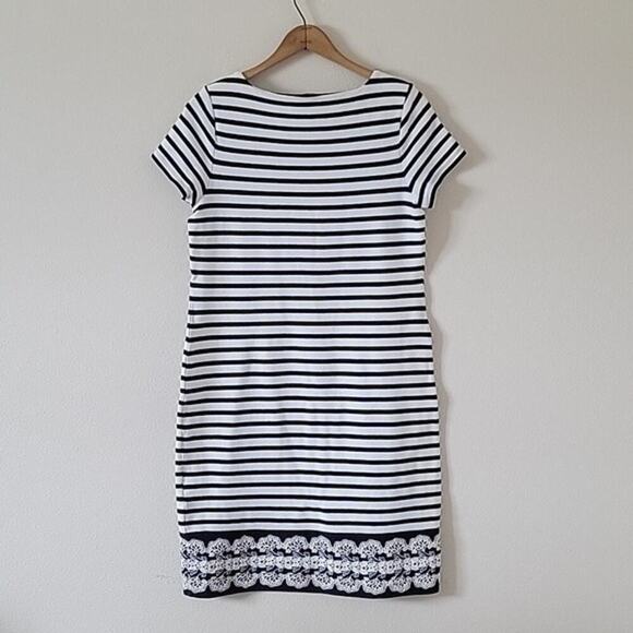 Talbots Dark Navy White Stripe French Terry Sweater Dress Size Medium M - Picture 6 of 6